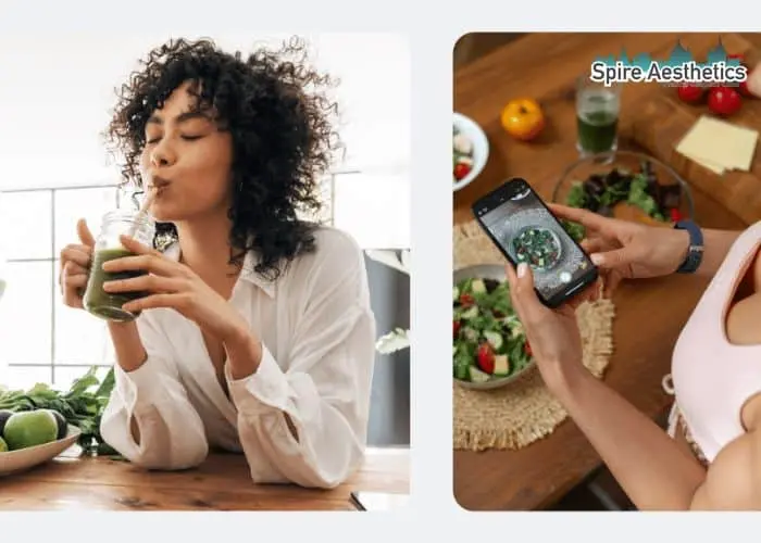 Image of woman looking into her diet and fat freezing Enfield to improve her health